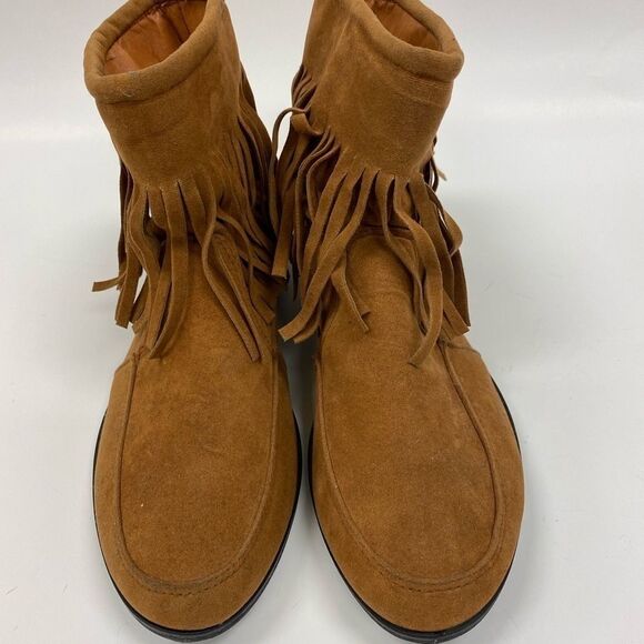Blue Suede Shoes women’s‎ soft brown fringe moccasin ankle boots sz 7 - Picture 2 of 6